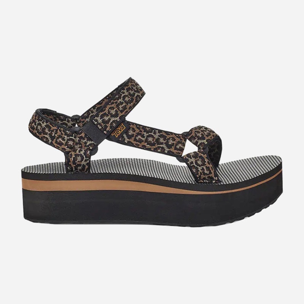 Tevas Black Cheetah Platform Sandals sz 9